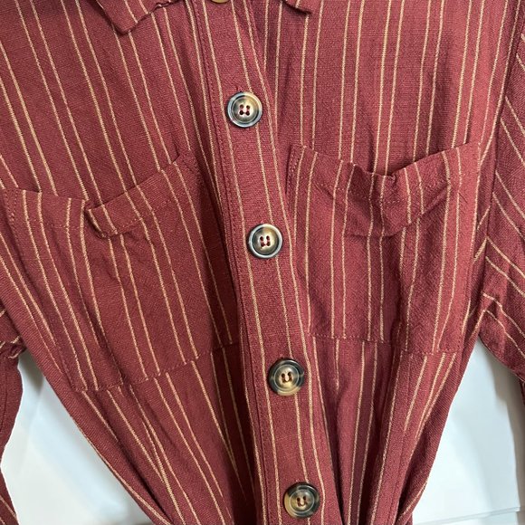 Free People Audrey Striped Belted Long Sleeve Midi Dress - Picture 5 of 6